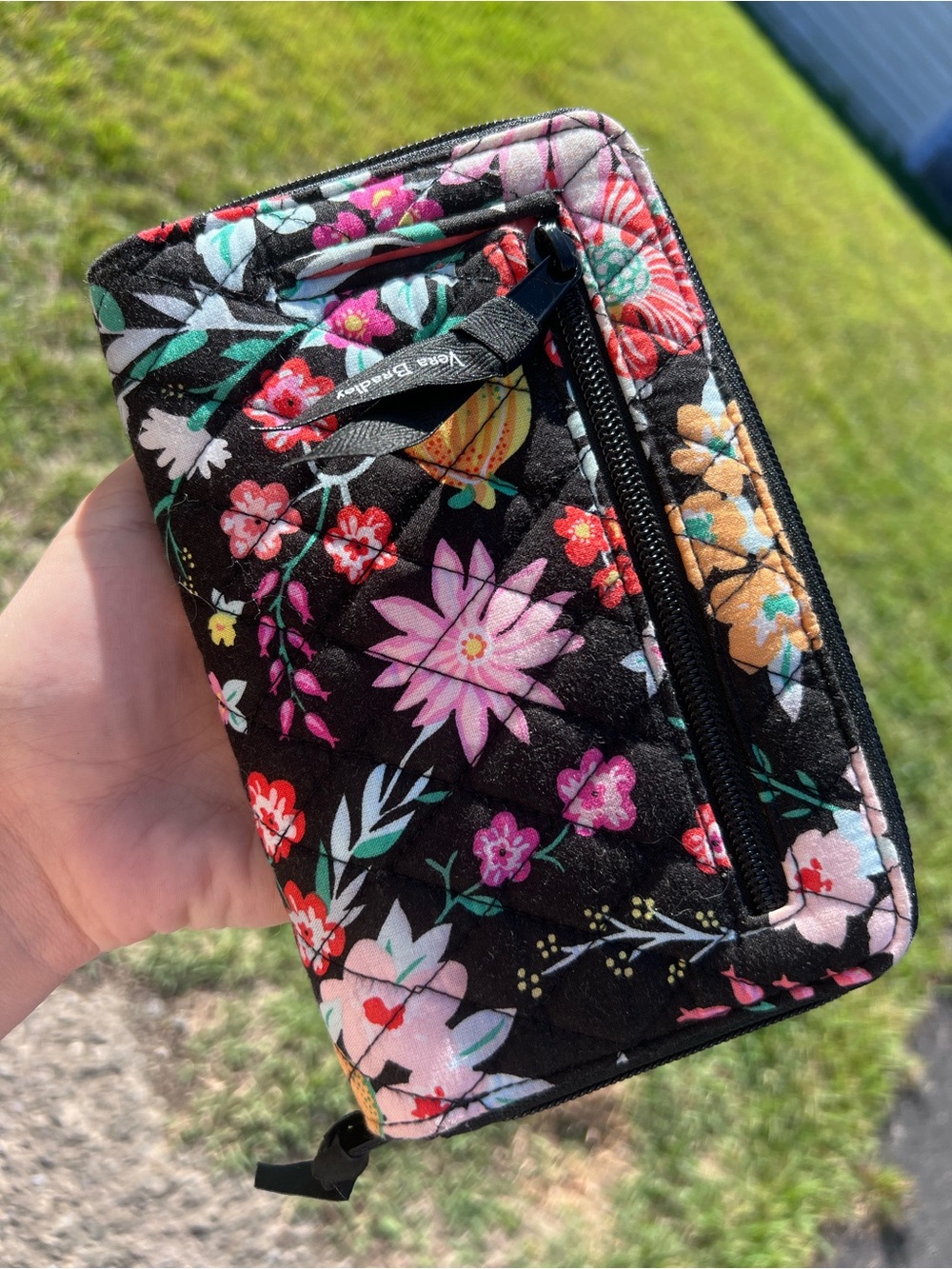 Vera Bradley Quilted Floral Turnlock Wallet Coral Pink Interior Card Organize - Picture 4 of 6